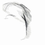 Abstrakte Federzeichnung aus einer Meditation. Die Zeichnung besteht aus kürzeren Strichen und Schlingen. In der Mitte sind zwei der Tuschestriche besonders stark schwarz aufgetragen.